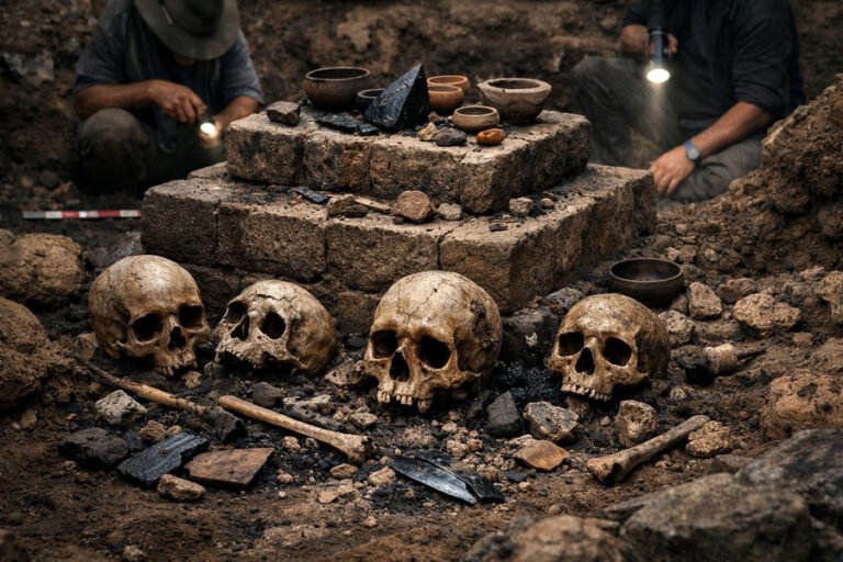 Hallan un altar de 1.000 años rodeado de cráneos humanos y el descubrimiento impacta a arqueólogos